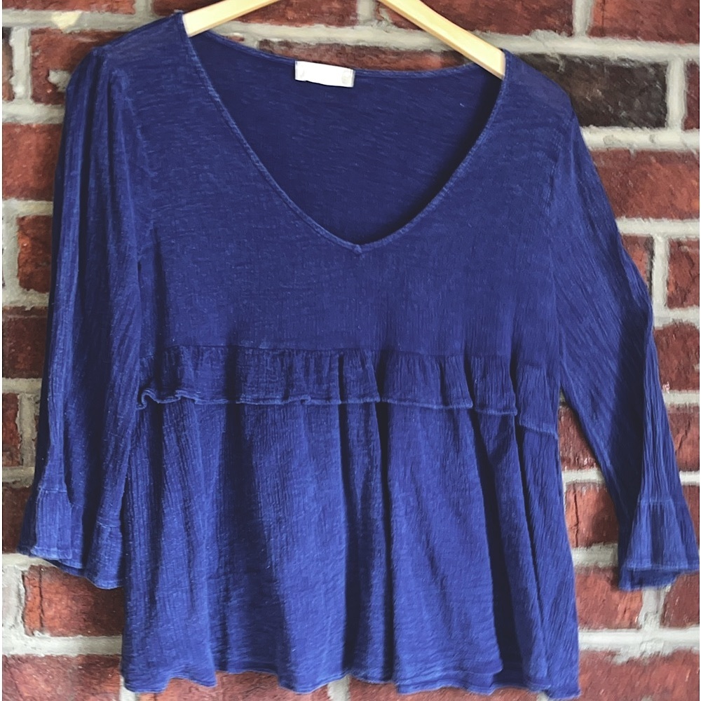 Altar’d State indigo violet denim chambray boho top